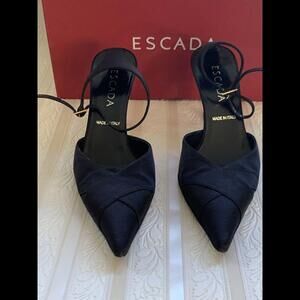 ESCADA BLACK Silk Slingback Heels Pumps Size 6